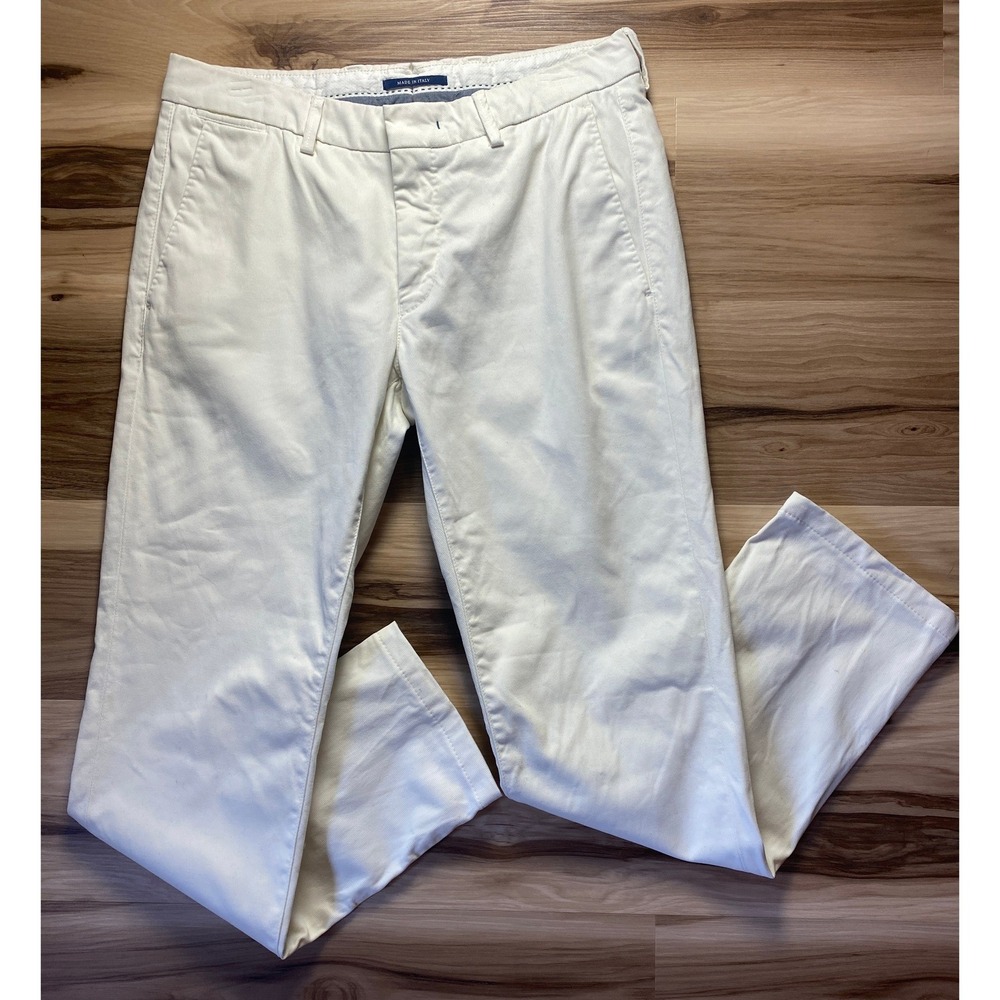 Boggi Milano Mens Slim Fit Chino Pants Off White Made in Italy Size 50 34x30 US